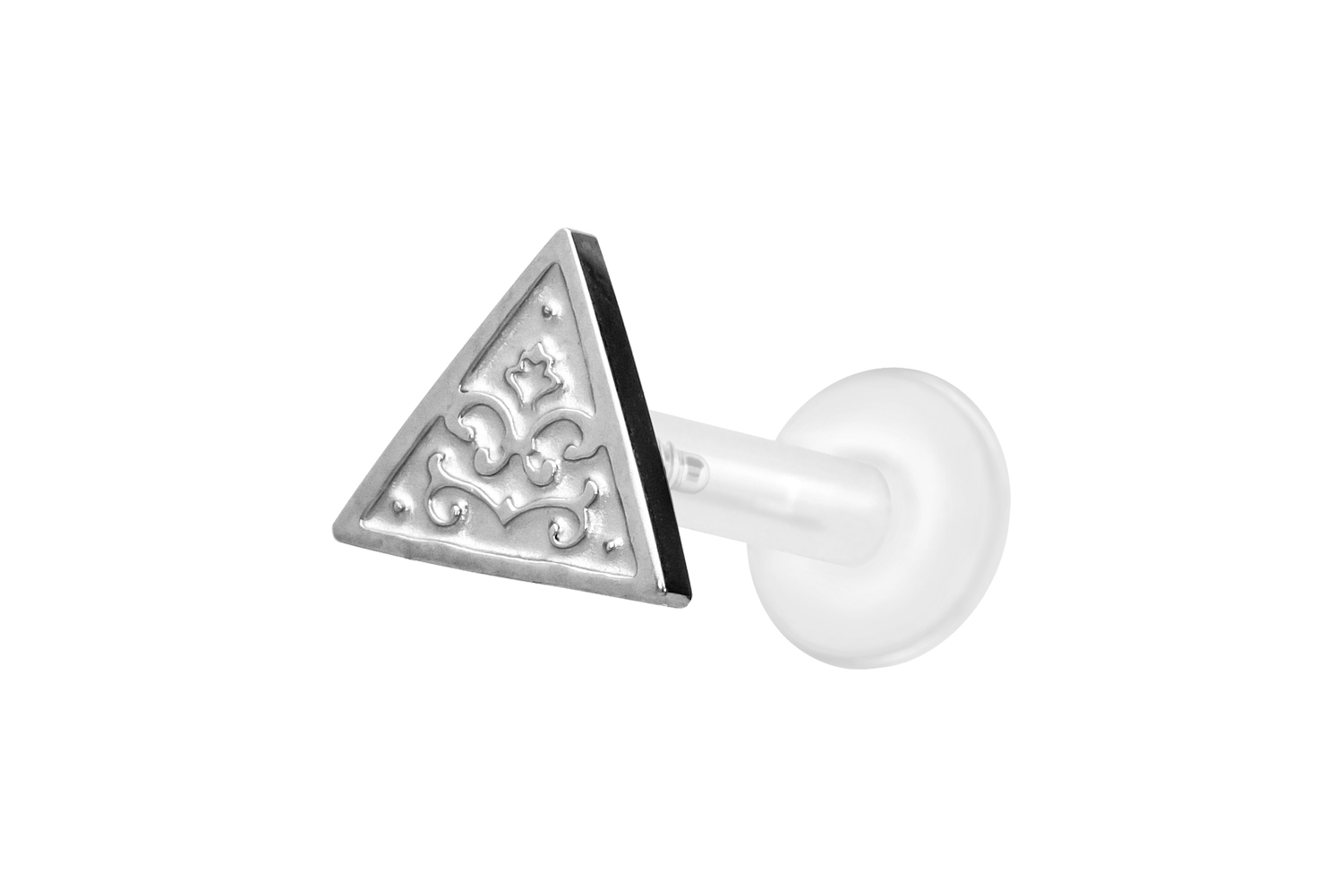 PTFE Labret Piercing mit Innengewinde + Titan-Aufsatz DREIECK